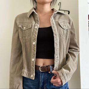 cropped corduroy button up jacket